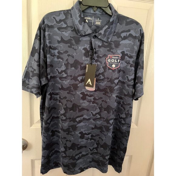ANTIGUA Fanatics GOLF Classic ROUGE POLO Gray 3 Bttns Short slvs Collar Shirt L - Picture 1 of 16